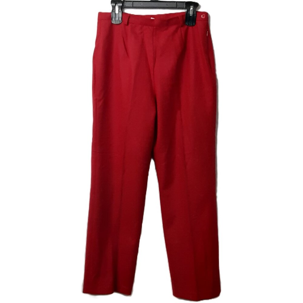 Vintage Sag Harbor Lined Dress Pants Sz 10P 100% Pure Woolmark Red High Rise